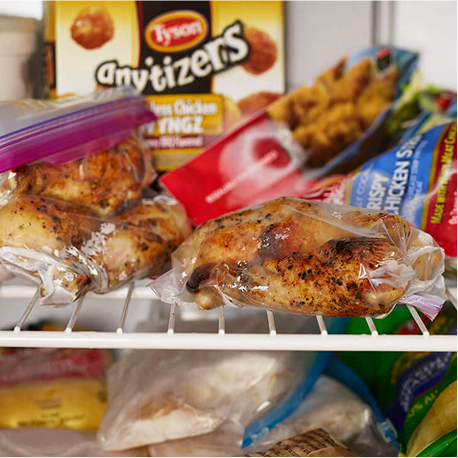 Tyson products being stored in a home freezer